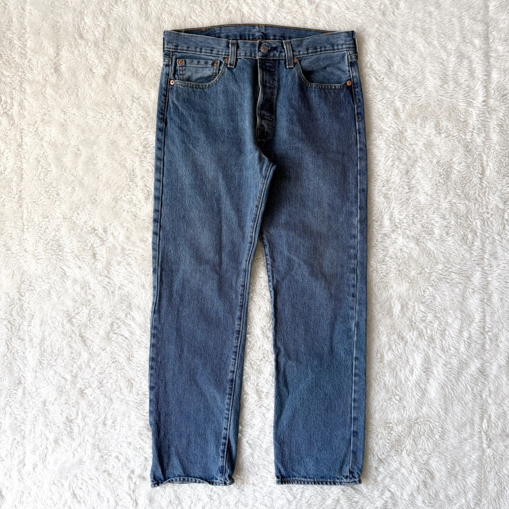 LEVI’s 501 Men Blue Original Fit Straight Jeans US32 Classic Western Preppy